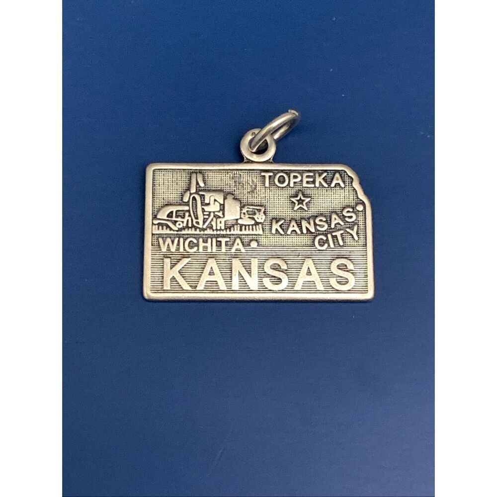.925 State of Kansas Sterling Silver Jewelry Charm #travel #sunflower state